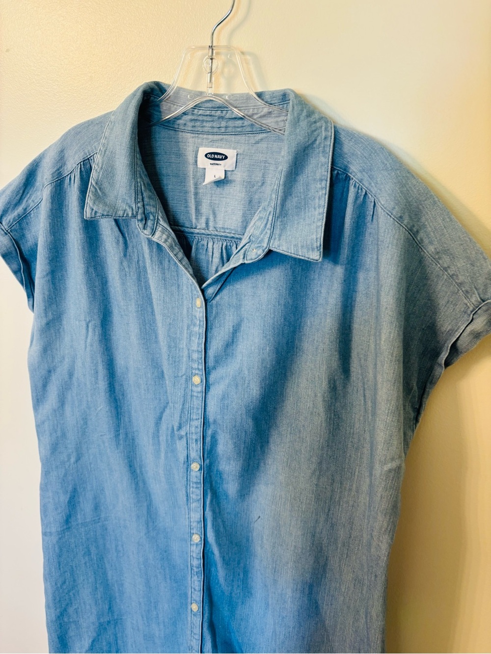 Old Navy Maternity Light Wash Chambray Button-Down Dress - Large
